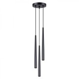 Lampă Suspendată Bliss Negru Din Oțel, Cu 3 Becuri, De Interior, De Design Geometric Modern.