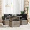 VidaXL Set de canapele pentru grădină , 5 piese, cu perne, rattan gri
