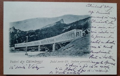 Carte postala, Calimanesti, Podul peste Olt, 1904 foto