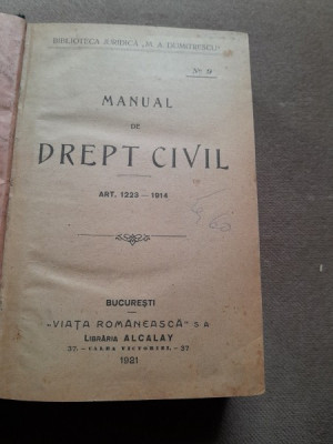 MANUAL DE DREPT CIVIL, ART.1223-1914 - M.A. Dumitrescu foto