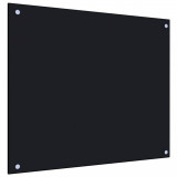 VidaXL Panou antistropi de bucătărie, negru 70x60 cm sticlă securizată