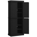 HOMCOM Dulap &Icirc;nalt de Bucătărie cu 6 Rafturi și 2 Uși, Dulap cu Rafturi Reglabile din Lemn, 76x40,5x184 cm, Alb | Aosom Romania