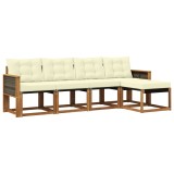 vidaXL Set de canapele de exterior cu pernă 5 pcs Natural și Crem 3381882