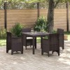 VidaXL Set dining grădină 5 pcs Maro Polipropilenă