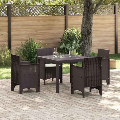 Set dining grădină 5 pcs Maro Polipropilenă foto