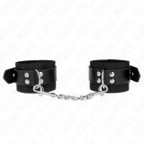 KINK - NYLON WRIST RESTRAINTS BLACK WITH LEATHER BELT BLACK ADJUSTABLE 19-29 CM X 5.1 CM, KINK WRIST RESTRAINT