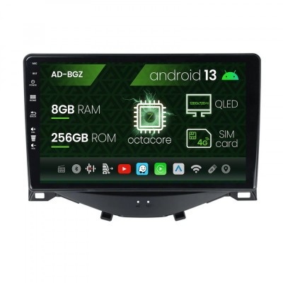 Navigatie Citroen C1 Peugeot 108 Toyota AYGO (2014-2022), Android 13, Z-Octacore 8GB RAM + 256GB ROM, 9 Inch - AD-BGZ9008+AD-BGRKIT101 foto