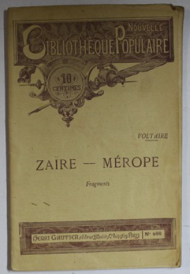 ZAIRE - MEROPE par VOLTAIRE , FRAGMENTS , CCA. 1900 foto