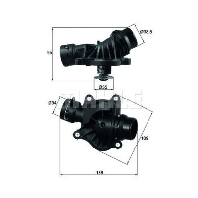 Corp termostat Mahle BMW Seria 1 E87/E88/E81/E82, 2004-2011, motor 2.0 d, diesel, 2.0, benzina, temp. deschidere [grade Celsius] 88 foto