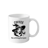 Cana alba 330 ml Halloween cu vrajitoare si dovleci
