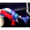 Pistol cu Lansator de Avion, Flippy, Pistol Rosu, Avion Albastru cu Lumini, cu Roti, 38 cm
