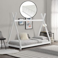 Pat copii Indira cu saltea forma cort indian alb [en.casa] HausGarden Leisure foto