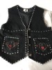 Vesta etno neagra, lana brodata, marime M, Bigarreau / La Petite Rose