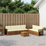 Cumpara ieftin Set de canapele de exterior 8 buc. 7-Locuri Natural si Crem