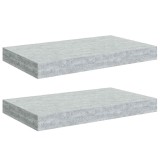 Cumpara ieftin Rafturi de perete suspendate 2 buc. gri beton 40x23,5x3,8 cm MDF