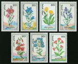 Mongolia 1989 - Seria Completă Flori Montane și Subalpine din Mongolia (Mountain &amp; Subalpine Flowers / Flora) 7 Valori MNH -MNG1