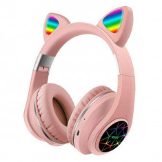 Casti wireless pliabile, Urechi de pisica, Bluetooth 5,0, LED Roz foto