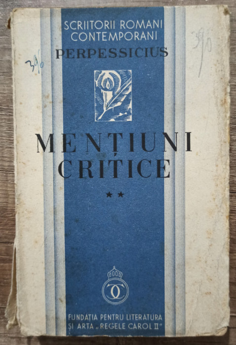 Mentiuni critice - Perpessicius// vol. 2, 1934