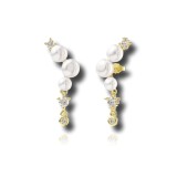 Cercei cu perle si cristale albe