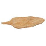 Platou pentru servire, din lemn de arin, in forma de frunza, 52x26cm / 1039