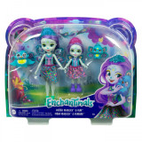 Enchantimals set papusi surori si animalutele lor patter peacock si flap si, Mattel