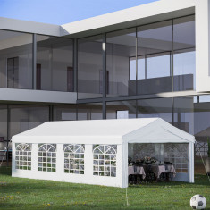 Outsunny Pavilion pentru extern cort pentru petreceri, căsătorii cadru din oțel impermeabil, Alb, 8x4x2.8m