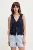 Hollister Co. vestă de in culoarea bleumarin, un singur rand de nasturi, KI340-5068