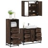 VidaXL Set mobilier de baie, 3 piese, stejar maro, lemn prelucrat 3301024