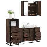 Gossi set mobilier de baie, 3 piese, stejar maro, lemn prelucrat