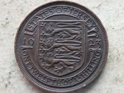 JERSEY-1/12 SHILLING 1923 (Spanish shield) foto