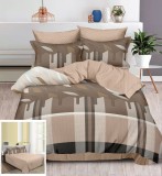 Cumpara ieftin Lenjerie Pat Draga Sf032, Bumbac, 4 Piese, Fara Elastic, Crem, Maro