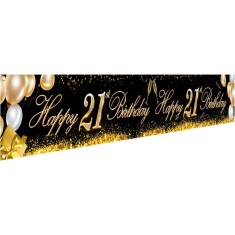 Banner de decor pentru sarbatorirea varstei de 21 de ani, perfect pentru a intregi fundalul petrecerii, 36,5 x 274 cm, ideal pentru gradina, fata de m