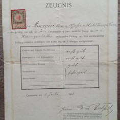 Certificat de examinare al unei eleve romance de etnie evreiasca/ Cernauti 1912