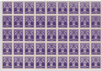 RO-206-ROMANIA 1938-FONDUL AVIATIEI-pilot-20 bani violet Coala de 45 timbre foto