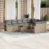 vidaXL Set canapele de grădină cu perne, 10 piese, bej, poliratan 3220648