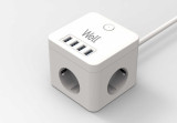 Prelungitor in forma de cub 3 prize + 4 x USB 3m Alb, EXTS-3S3M-PROT/USB4-WL, Oem