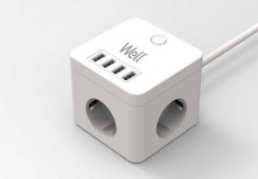 Prelungitor in forma de cub 3 prize + 4 x USB 3m Alb, EXTS-3S3M-PROT/USB4-WL