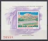 ROMANIA 1979 LP 993 PREOLIMPIADA DE VARA MOSCOVA COLITA NEDANTELATA MNH, Nestampilat