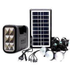 Sistem iluminare LED GD8017A, 3 becuri, panou solar
