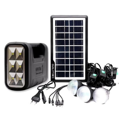 Sistem iluminare LED GD8017A, 3 becuri, panou solar foto