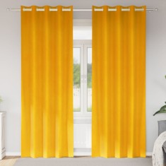 vidaXL Perdele cu perdele 2 pcs galben muștar 140 x 245 cm Catifea