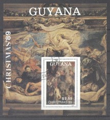 Guyana 1989 Paintings, Christmas, perf. sheet, used T.157