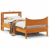 VidaXL Cadru de pat cu tăblie, maro ceruit, 90x190 cm, lemn masiv pin