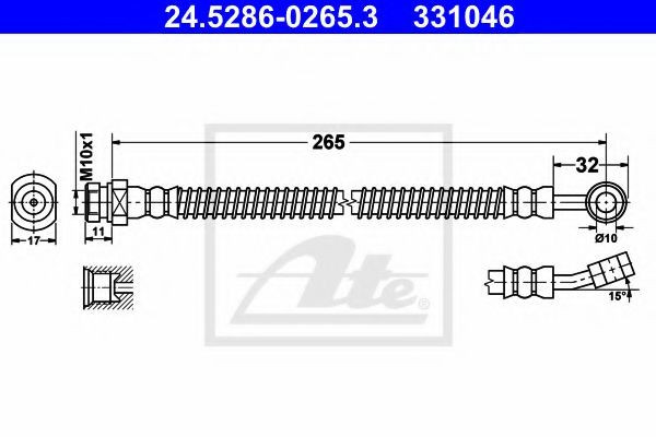 Conducta / cablu frana KIA PICANTO (BA) (2004 - 2011) ATE 24.5286-0265.3