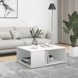 Masuta cafea Gossi alb 90x67 cm lemn prelucrat cu 2 rafturi