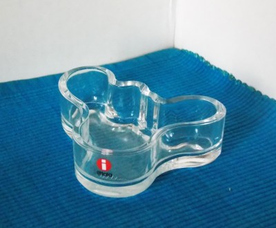 Bol sticlă transparentă, suflat manual - Fluid form 2 - design Alvar Aalto, Iittala Finland foto