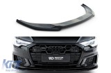 Spoiler Maxton Design versiunea 1 potrivit pentru bara frontala S6, S-Line a Audi A6 C8 sedan, Avant dupa 2019, lac negru Performance AutoTuning