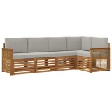 vidaXL Set canapea sectională cu pernă 4 pcs Natural și gri deschis 3384357