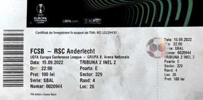 Bilet FCSB v R.S.C. Anderlecht UEFA Conference League 15.9.2022 foto