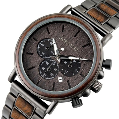 Ceas barbatesc Bobo Bird Din lemn Casual Cronograf Afisare data Analog Quartz foto